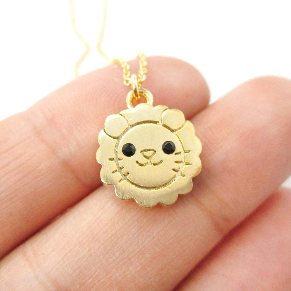 Cute Lion Shaped Adorable Animal Inspired Pendant Necklace in Gold