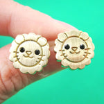 Lion Shaped Adorable Animal Stud Earrings in Gold with Allergy Free Posts | DOTOLY