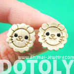 Lion Shaped Adorable Animal Stud Earrings in Gold with Allergy Free Posts | DOTOLY