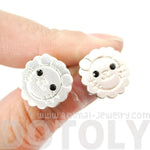 Lion Shaped Adorable Animal Stud Earrings in Silver with Allergy Free Posts | DOTOLY
