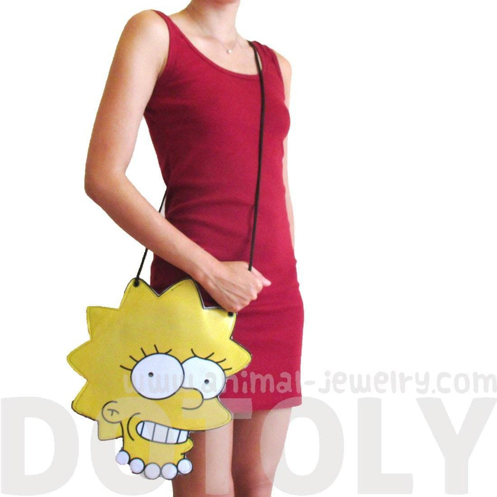 Lisa Simpson Shaped Photo Print Vinyl Cross Body Shoulder Bag | DOTOLY | DOTOLY