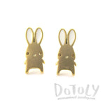 Little Cartoon Bunny Rabbit Shaped Stud Earrings in Gold | DOTOLY