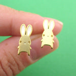 Little Cartoon Bunny Rabbit Shaped Stud Earrings in Gold | DOTOLY