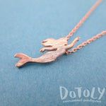 Little Mermaid Silhouette Shaped Pendant Necklace in Rose Gold | DOTOLY | DOTOLY