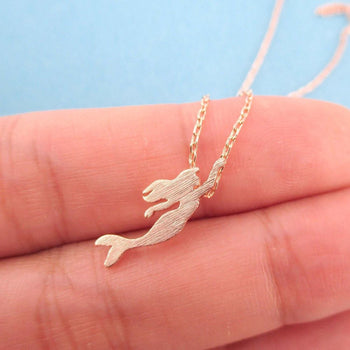 Little Mermaid Silhouette Shaped Pendant Necklace in Rose Gold | DOTOLY | DOTOLY