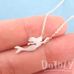 Little Mermaid Silhouette Shaped Pendant Necklace in Silver | DOTOLY | DOTOLY