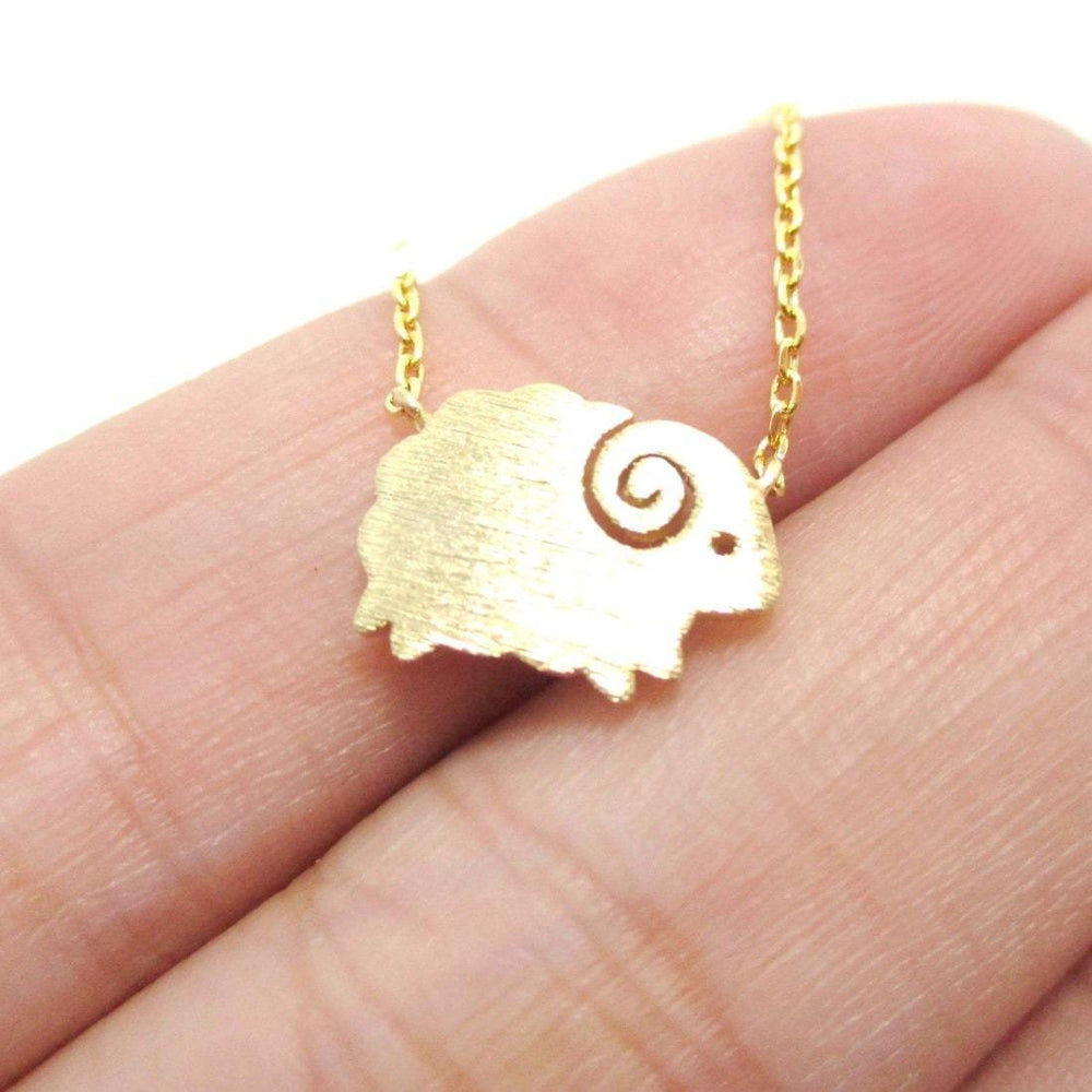 Little Mountain Goat Ram Sheep Shaped Animal Charm Necklace in Gold | DOTOLY | DOTOLY