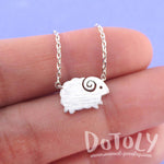 Little Mountain Goat Ram Sheep Shaped Animal Charm Necklace in Silver