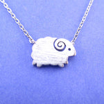 Little Mountain Goat Ram Sheep Shaped Animal Charm Necklace in Silver