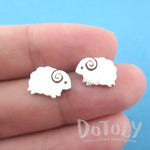 Little Mountain Goat Ram Sheep Shaped Stud Earrings in Silver | DOTOLY