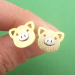 Little Piggy Pig Face Shaped Allergy Free Stud Earrings | DOTOLY