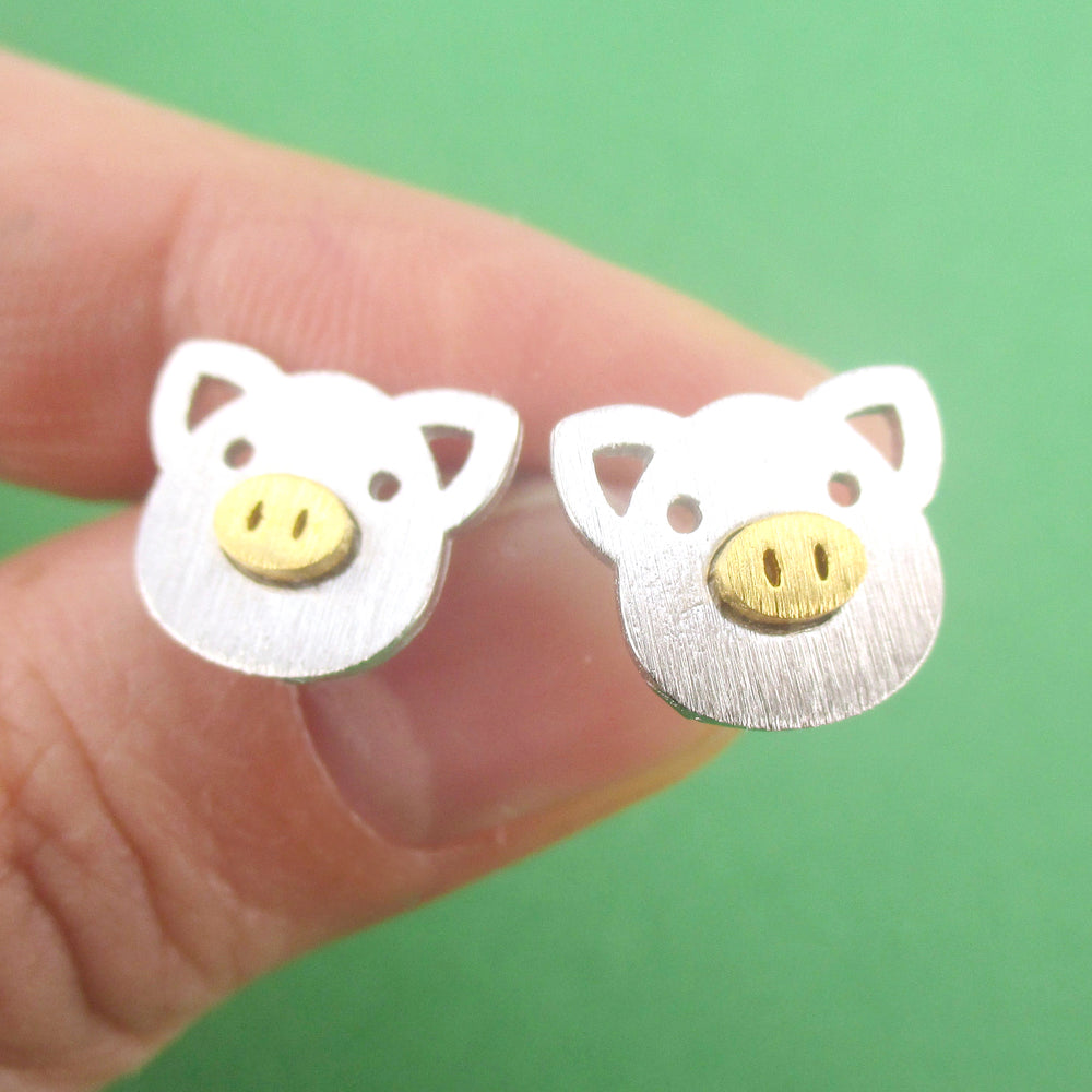 Little Piggy Pig Face Shaped Allergy Free Stud Earrings | DOTOLY