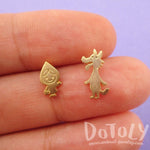 Little Red Riding Hood and Wolf Shaped Stud Earrings in Gold | DOTOLY | DOTOLY