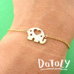 Little Round Elephant Shaped Charm Bracelet in Gold | DOTOLY