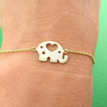 Little Round Elephant Shaped Charm Bracelet in Gold | DOTOLY