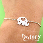 Little Round Elephant Shaped Charm Bracelet in Silver | DOTOLY