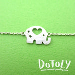 Little Round Elephant Shaped Charm Bracelet in Silver | DOTOLY