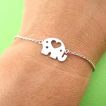 Little Round Elephant Shaped Charm Bracelet in Silver | DOTOLY