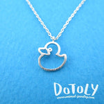 Little Rubber Ducky Duck Outline Shaped Pendant Necklace in Silver | DOTOLY