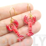 Lobster Crayfish Shaped Dangle Earrings in Red | Animal Jewelry | DOTOLY