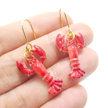 Lobster Crayfish Shaped Dangle Earrings in Red | Animal Jewelry | DOTOLY