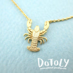 Lobster Shaped Marine Life Inspired Pendant Necklace in Gold | DOTOLY