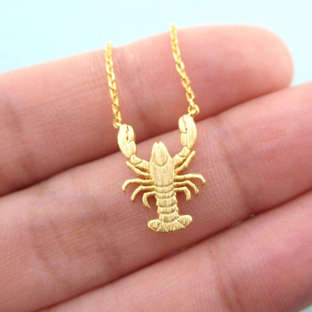 Lobster Shaped Marine Life Inspired Pendant Necklace in Gold | DOTOLY