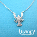 Lobster Shaped Marine Life Inspired Pendant Necklace in Silver | DOTOLY