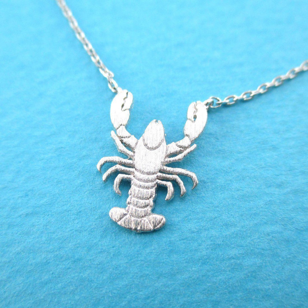 Lobster Shaped Marine Life Inspired Pendant Necklace in Silver | DOTOLY
