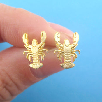 Small Lobster Shaped Marine Life Inspired Stud Earrings for Women