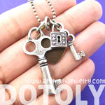 Lock and Skeleton Key Pendant Necklace in Silver and Brass | DOTOLY | DOTOLY