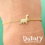 Long Neck Dinosaur Sauropoda Silhouette Shaped Charm Bracelet in Gold | DOTOLY