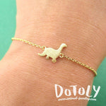 Long Neck Dinosaur Sauropoda Silhouette Shaped Charm Bracelet in Gold | DOTOLY