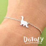 Long Neck Dinosaur Sauropoda Silhouette Shaped Charm Bracelet in Silver | DOTOLY