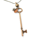 Long Skeleton Key and Star Shaped Pendant Necklace in Brass | DOTOLY | DOTOLY