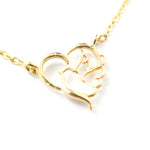 Love and Hope Heart Shaped Dove Outline Charm Necklace in Gold | DOTOLY | DOTOLY