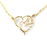 Love and Hope Heart Shaped Dove Outline Charm Necklace in Gold | DOTOLY | DOTOLY