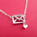 Love Letter Rhinestone Envelope and Heart Shaped Pendant Necklace
