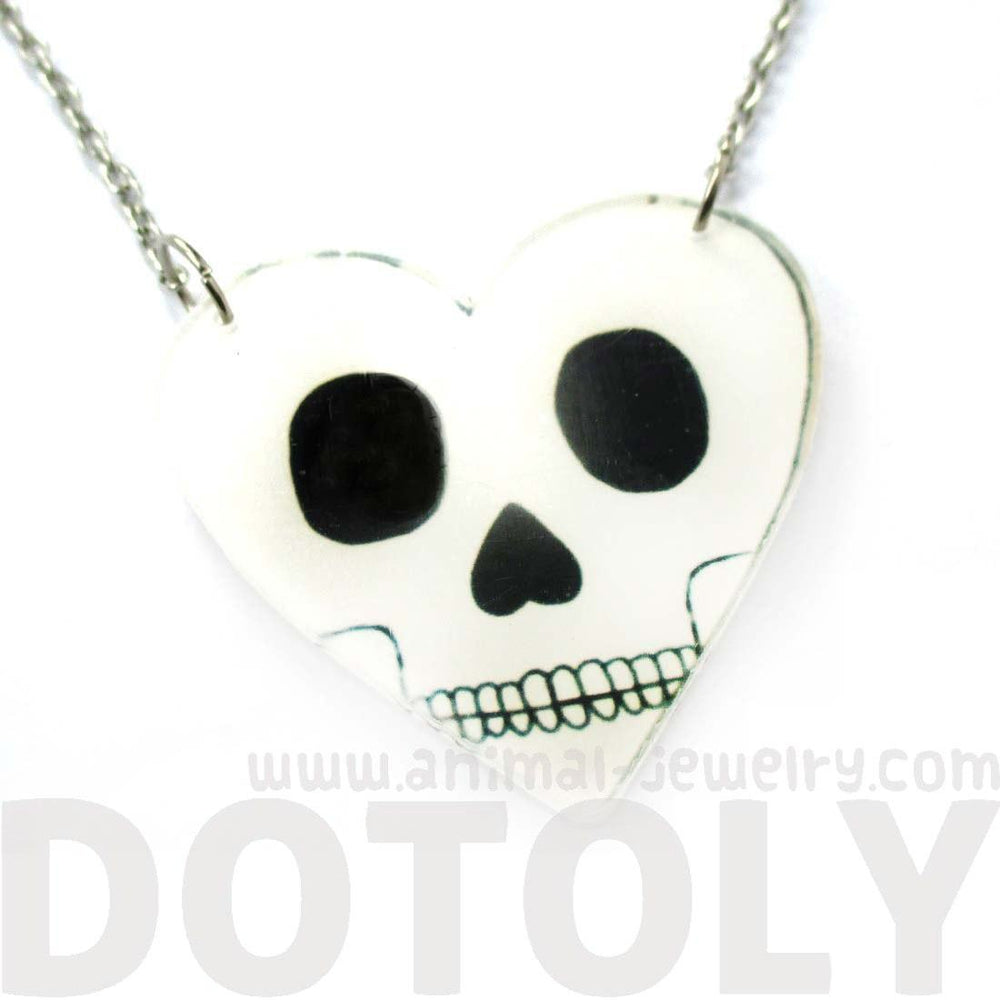 Love You To Death: Heart Shaped Skull Pendant Necklace in Acrylic | DOTOLY | DOTOLY