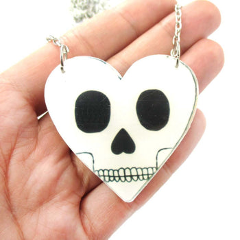 Love You To Death: Heart Shaped Skull Pendant Necklace in Acrylic | DOTOLY | DOTOLY