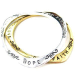 Triangular Hope Love Faith Letter Bangle Bracelet in Gold | DOTOLY