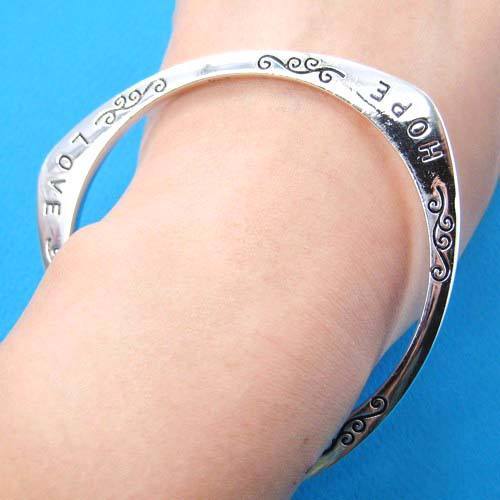 Triangular Hope Love Faith Letter Bangle Bracelet in Gold | DOTOLY