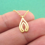 Lucky Charm Wishbone Outline Shaped Pendant Necklace