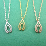 Lucky Charm Wishbone Outline Shaped Pendant Necklace