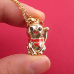 Lucky Fortune Cat Japanese Beckoning Kitty Maneki-neko Pendant Necklace