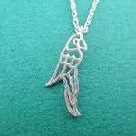 Macaw Parrot Outline Shaped Animal Pendant Necklace in Gold or Silver