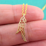 Macaw Parrot Outline Shaped Animal Pendant Necklace in Gold or Silver