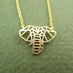 Majestic Elephant Outline Shaped Pendant Necklace for Animal Lovers in Gold