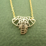 Majestic Elephant Outline Shaped Pendant Necklace for Animal Lovers in Gold