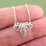 Majestic Elephant Outline Shaped Pendant Necklace for Animal Lovers in Silver